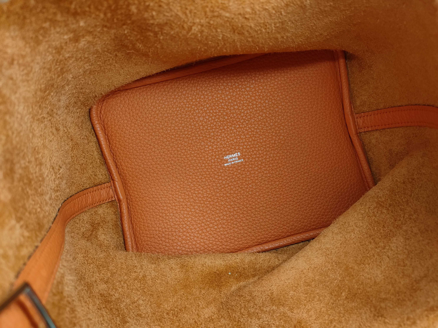 HERMES Picotin MM Handbag in Orange with Silver Hardware and Y Stamp