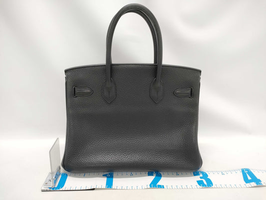 HERMES Birkin 30 Togo/Black/□Q Stamp/GD Hardware Handbag