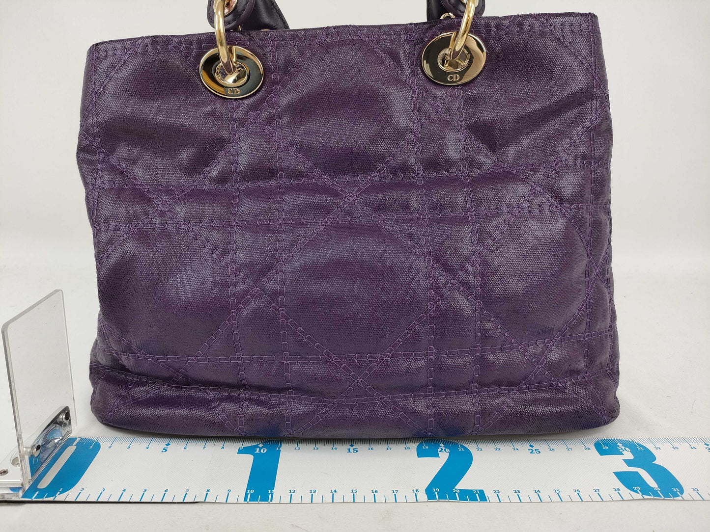 Dior Lady/PVC Canvas/Purple Handbag