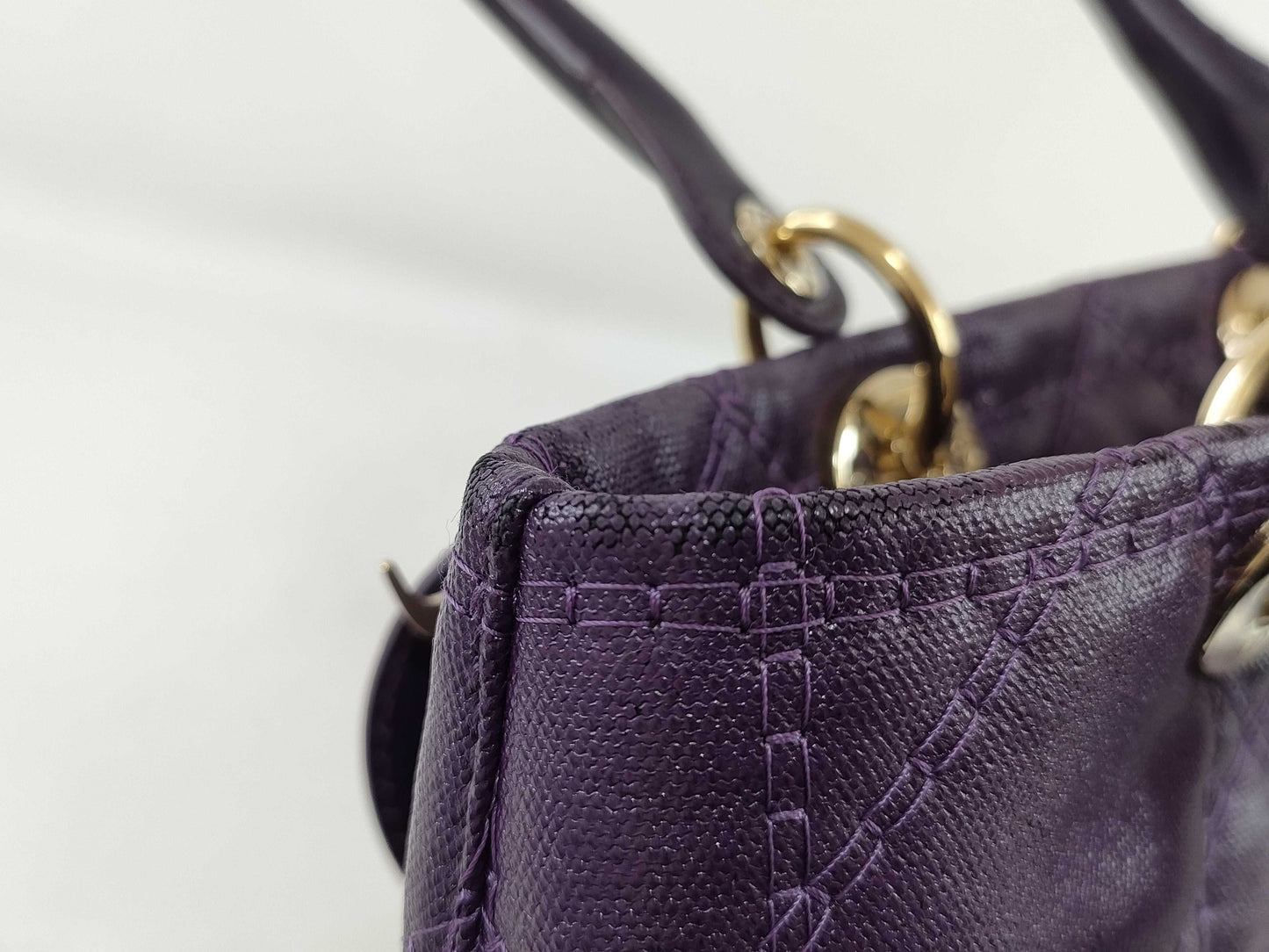 Dior Lady/PVC Canvas/Purple Handbag