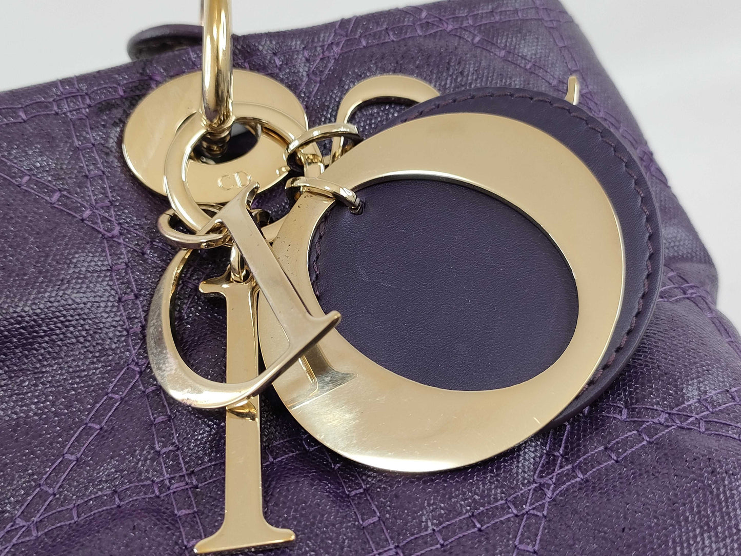 Dior Lady/PVC Canvas/Purple Handbag