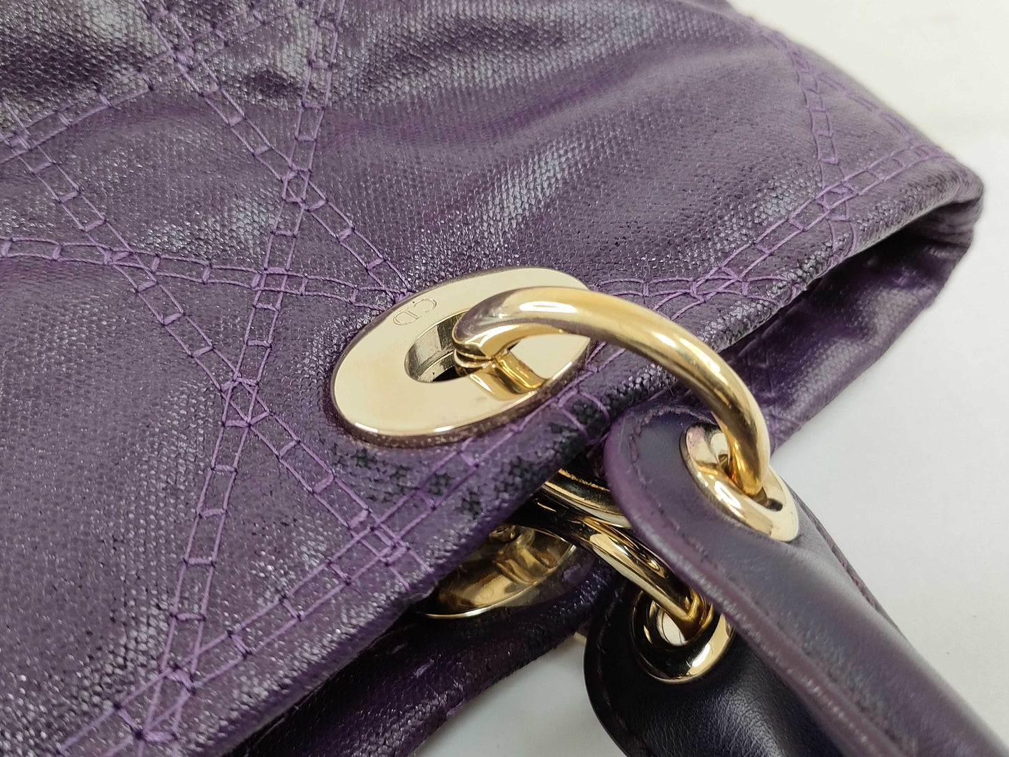 Dior Lady/PVC Canvas/Purple Handbag