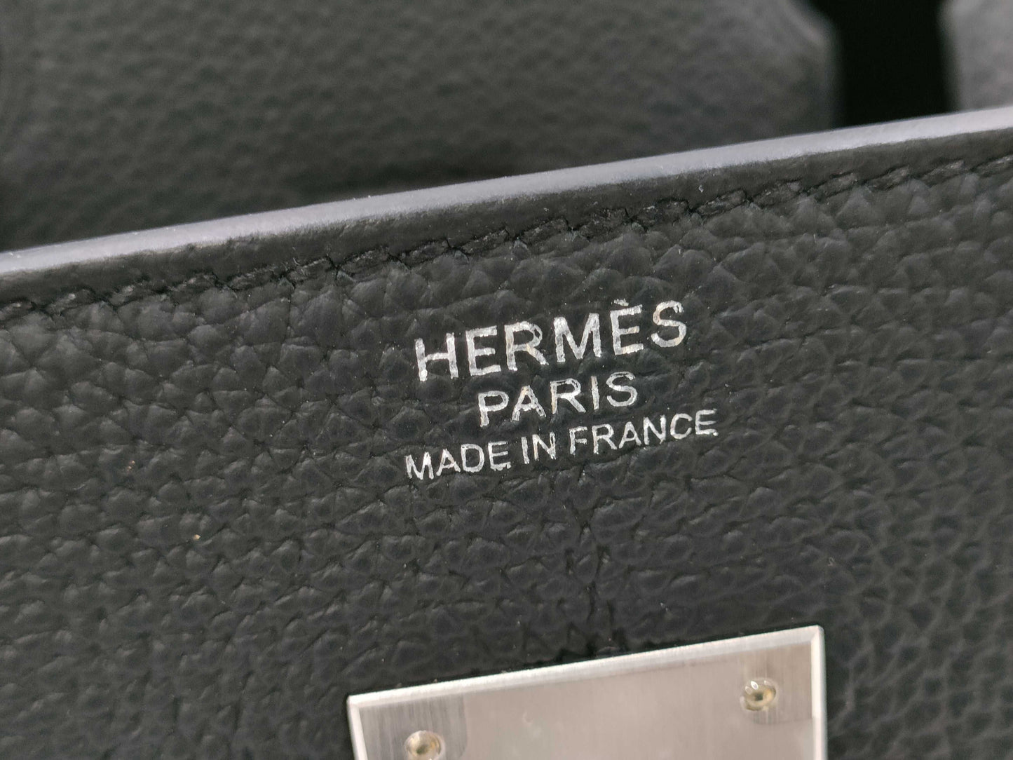 HERMES Birkin 30 Togo Noir Handbag with Matte Silver Hardware and K Stamp