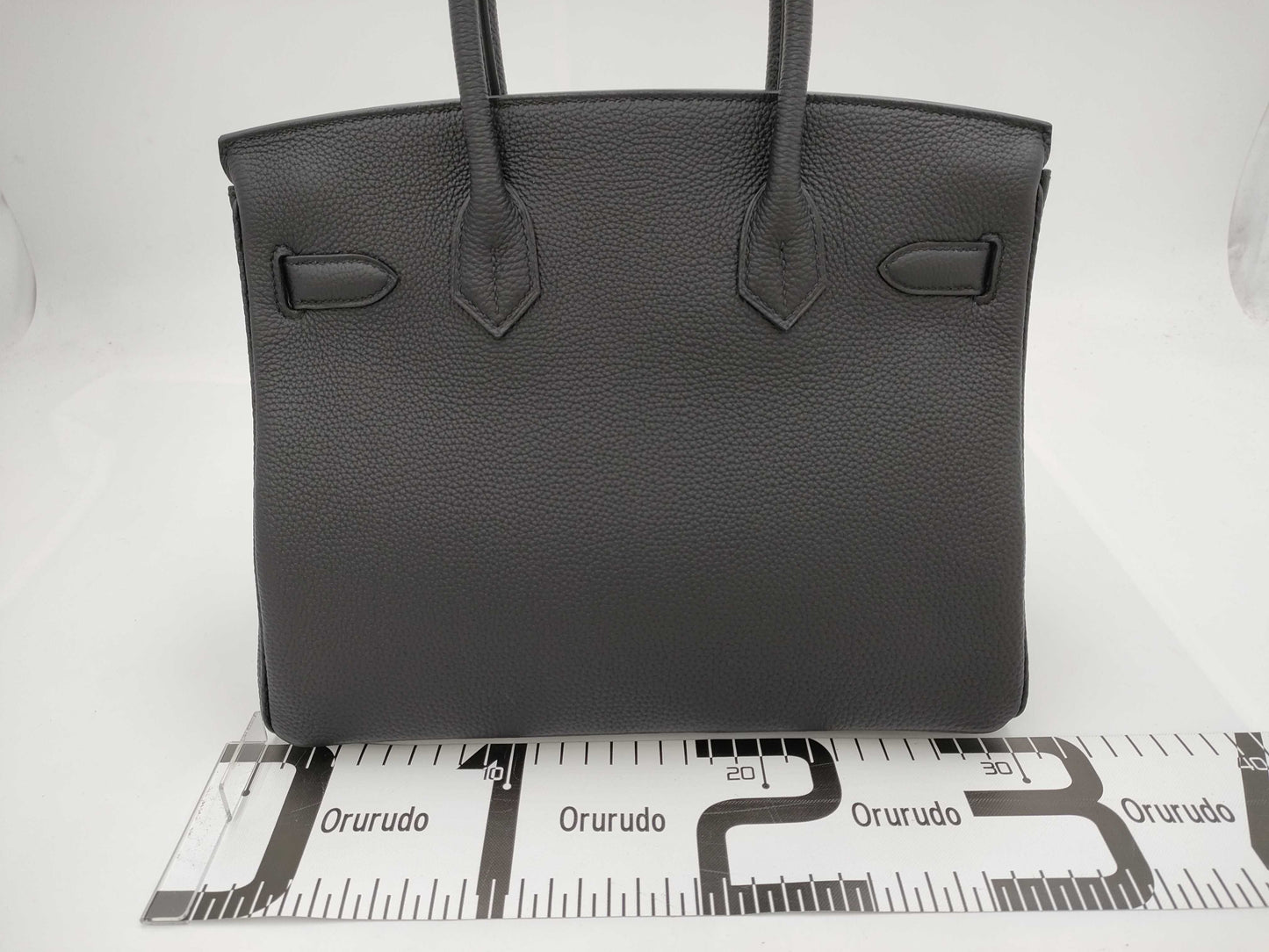 HERMES Birkin 30 Togo Noir Handbag with Matte Silver Hardware and K Stamp