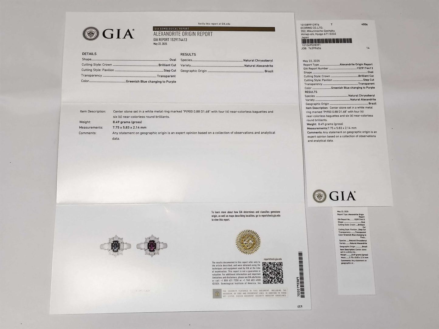AX 0.88ct D 1.68ct Pt900 8.5g Ring