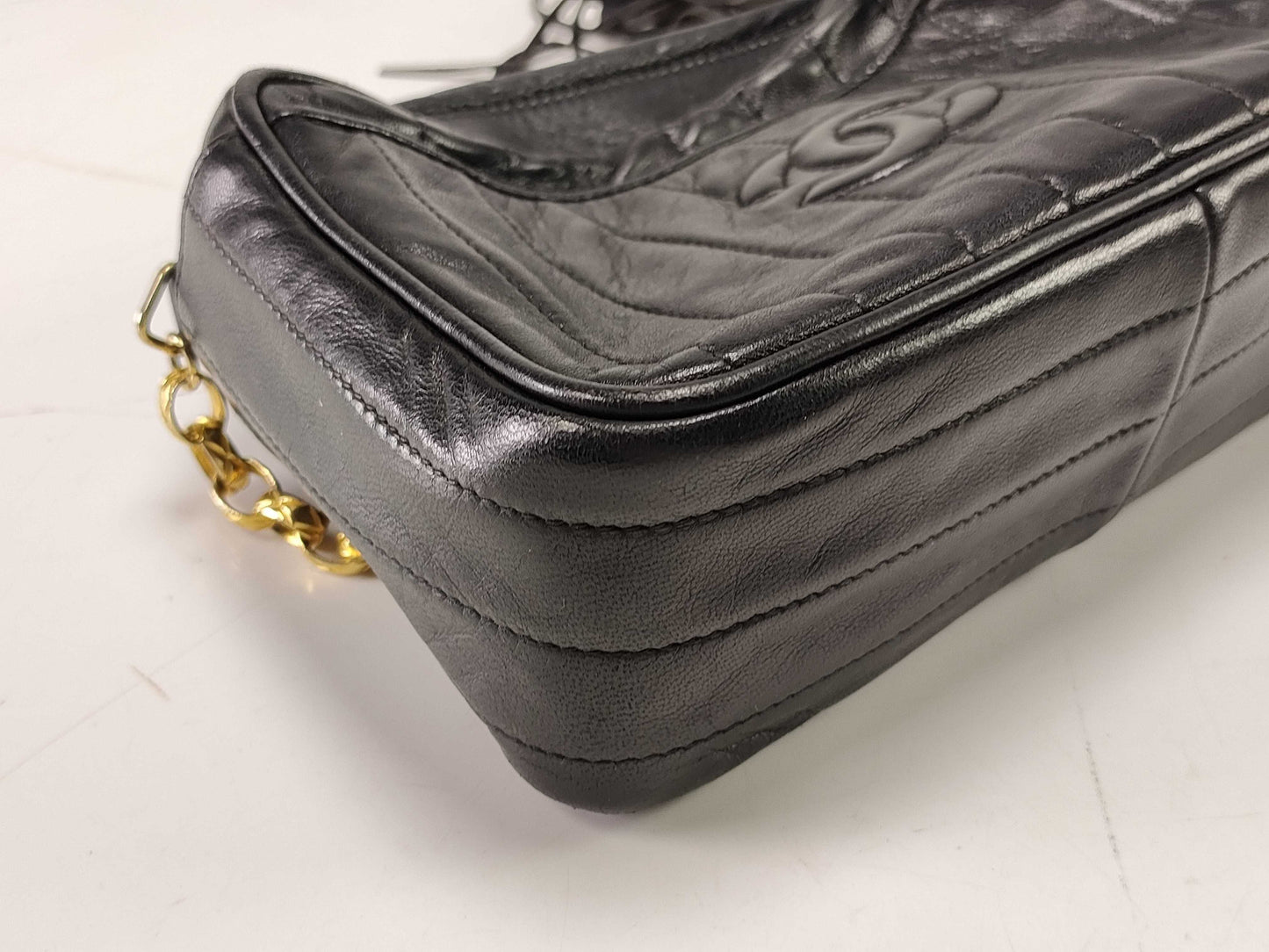 CHANEL Lambskin Tassel Chain Shoulder Bag, Vertical Stitch, No. 2