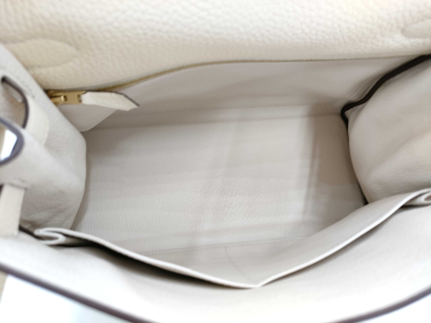 HERMES Kelly 28 Twilly Togo Nata U Stamp Handbag
