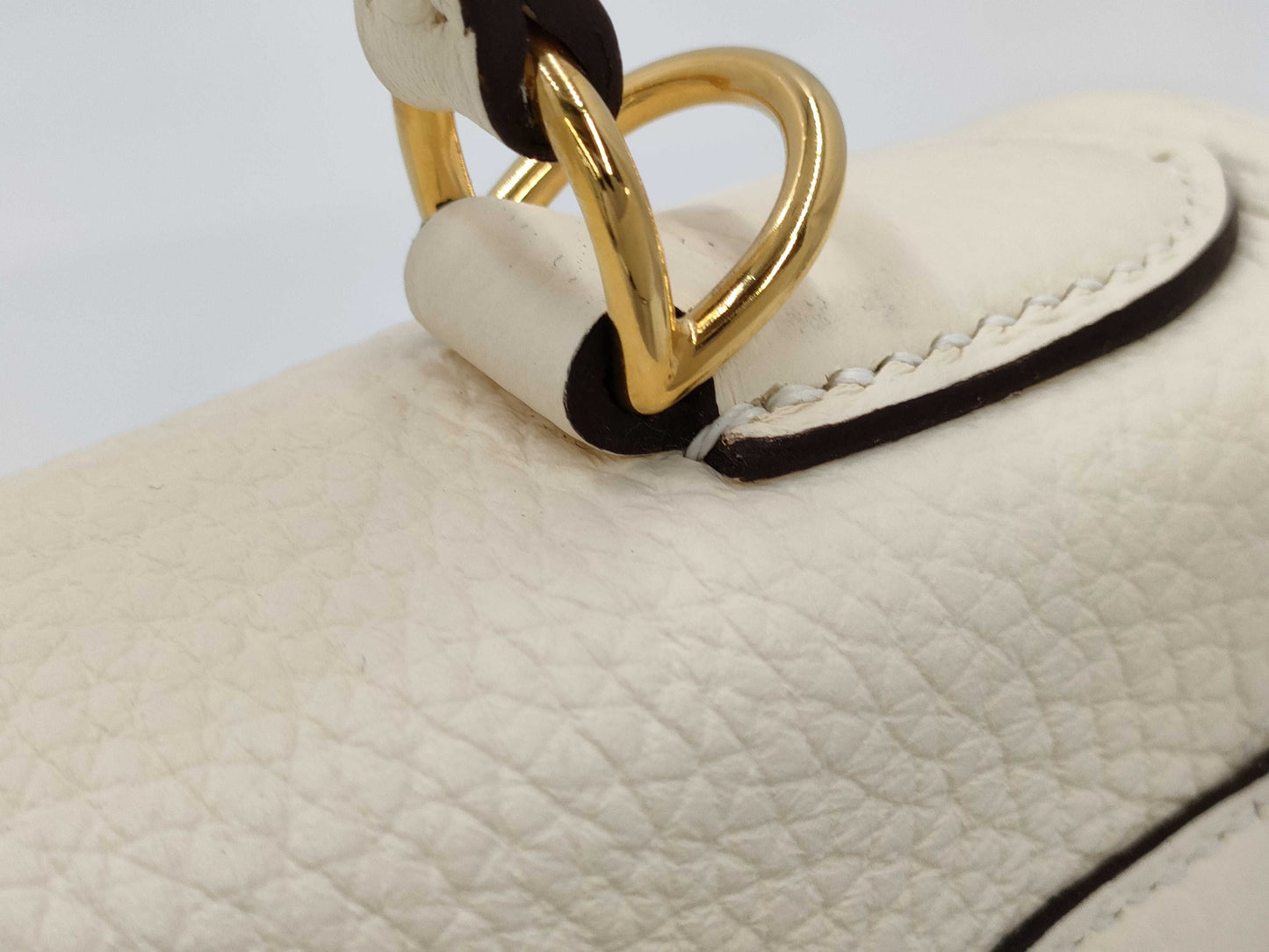 HERMES Kelly 28 Twilly Togo Nata U Stamp Handbag