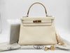 HERMES Kelly 28 Twilly Togo Nata U Stamp Handbag