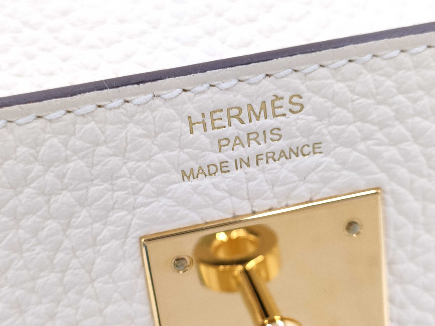 HERMES Kelly 28 Twilly Togo Nata U Stamp Handbag