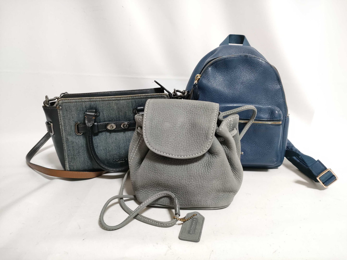 HERMES COACH 3-Piece Leather Bag Set Handbag