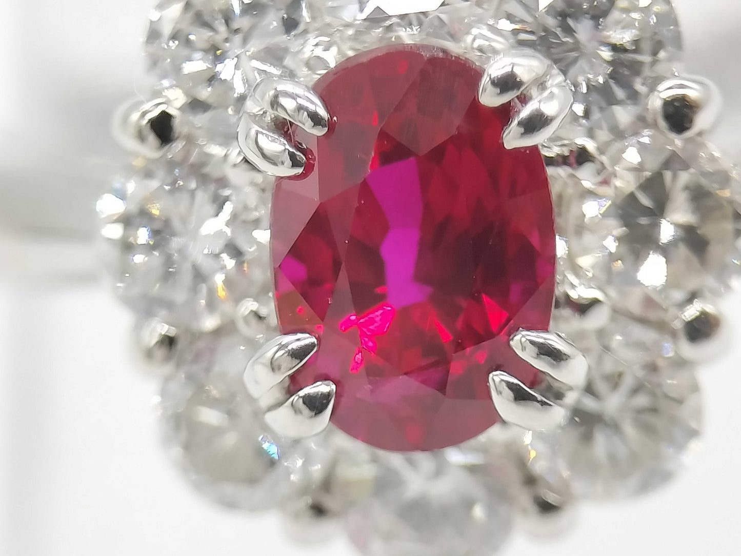 Pigeon Blood R1.12ct D1.03ct Pt900 5.4g Ring