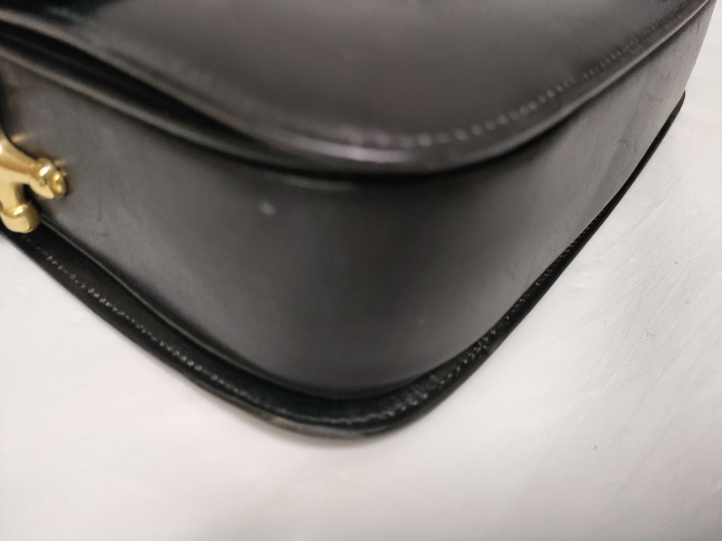 CELINE Triomphe Gold Hardware Leather Shoulder Bag Black Shoulder Bag