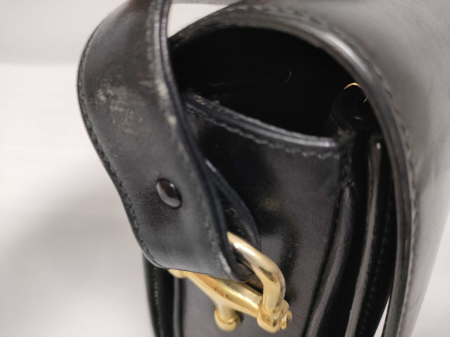 CELINE Triomphe Gold Hardware Leather Shoulder Bag Black Shoulder Bag