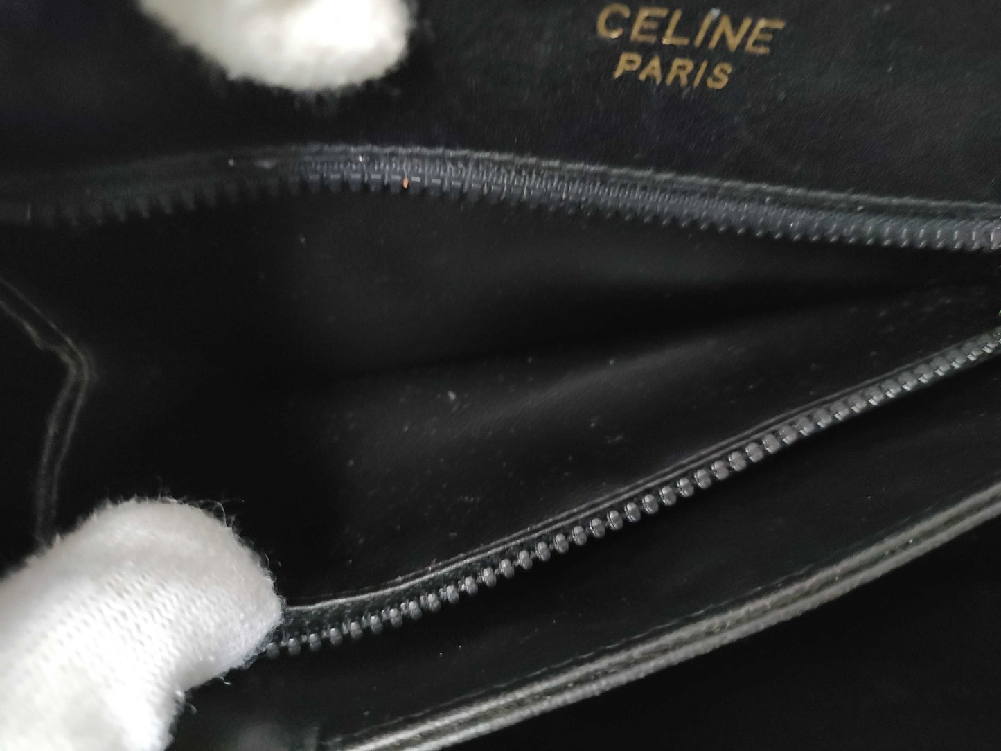 CELINE Triomphe Gold Hardware Leather Shoulder Bag Black Shoulder Bag