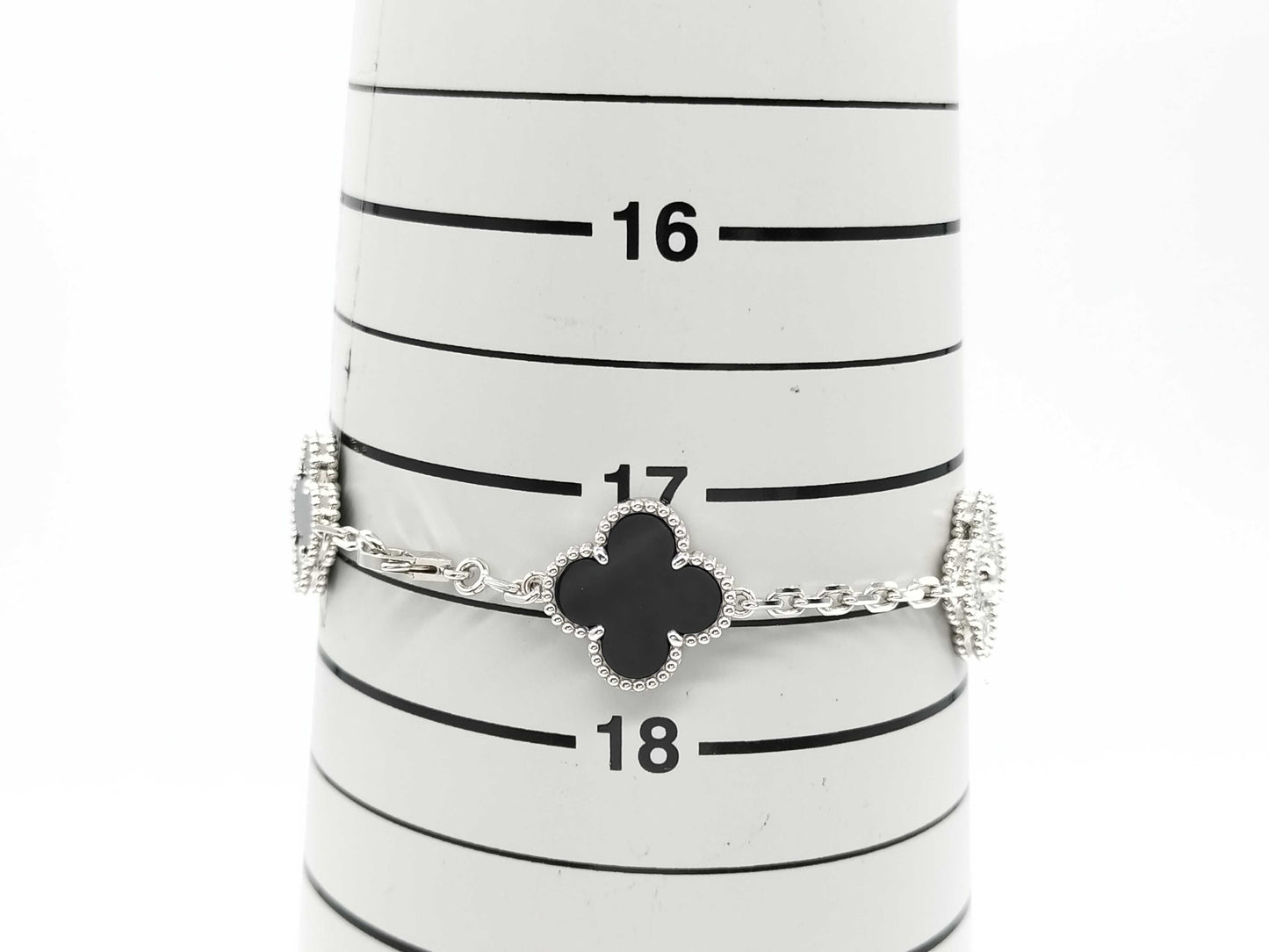 Van Cleef & Arpels Vintage Alhambra 5-Piece Onyx and Diamond Bracelet in Gold and White Gold , 12.8g