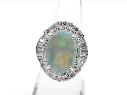 Black Opal 5.50ct D1.481ct PT900 14.3g Ring