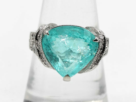 Paraiba Tourmaline 5.101ct D0.21ct K18WG 7.0g Ring
