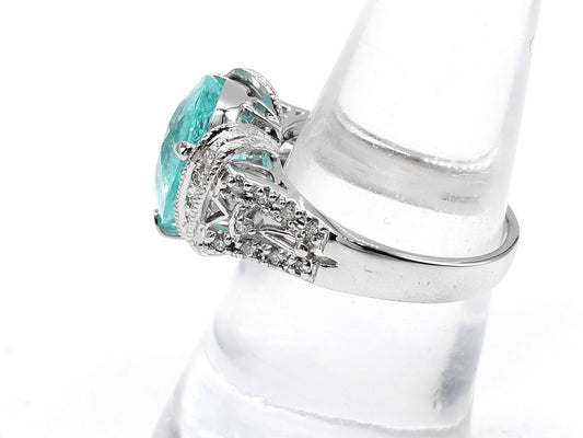 Paraiba Tourmaline 5.101ct D0.21ct K18WG 7.0g Ring