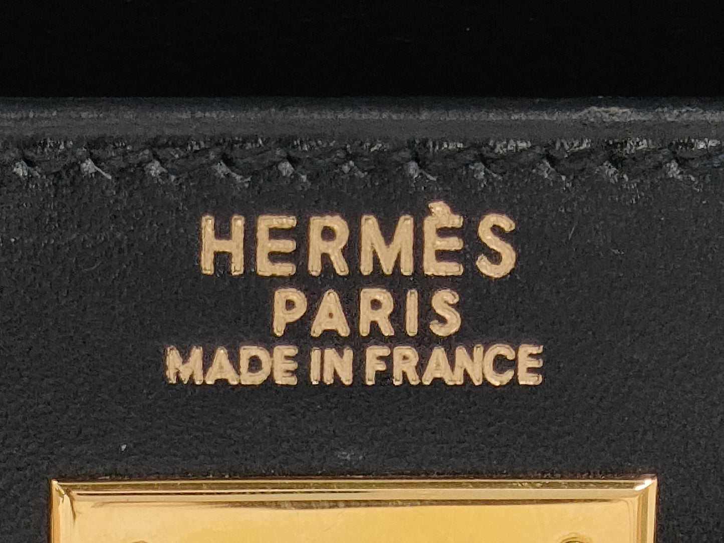 HERMES Kelly 32 Box Calf Leather Black GD Hardware 〇A Stamp Handbag