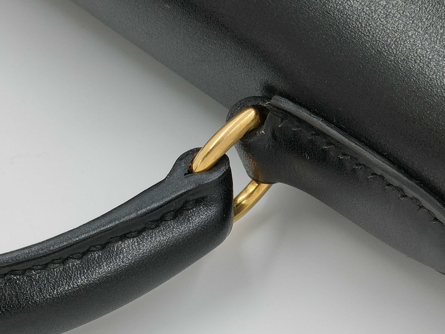 HERMES Kelly 32 Box Calf Leather Black GD Hardware 〇A Stamp Handbag