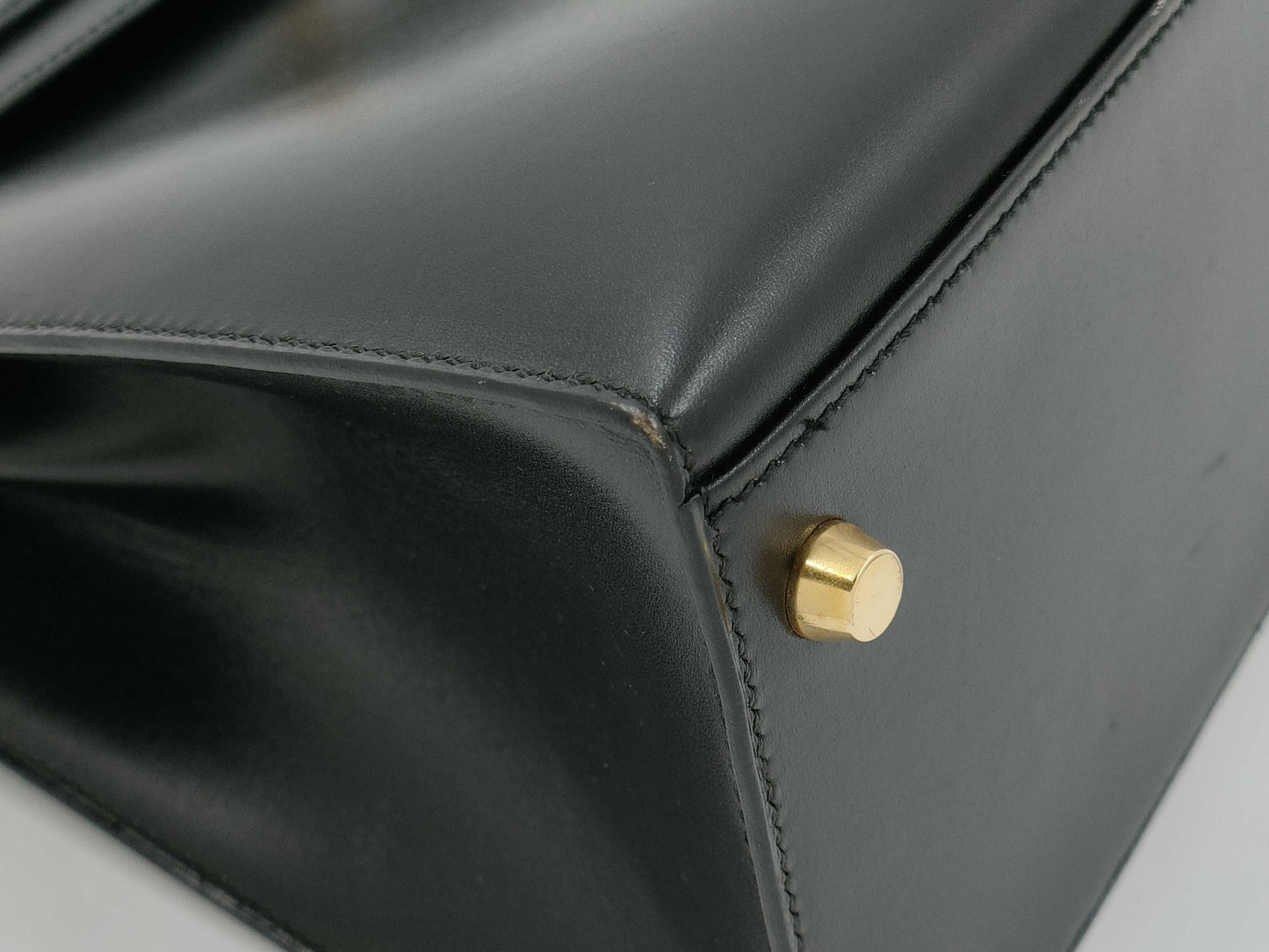 HERMES Kelly 32 Box Calf Leather Black GD Hardware 〇A Stamp Handbag