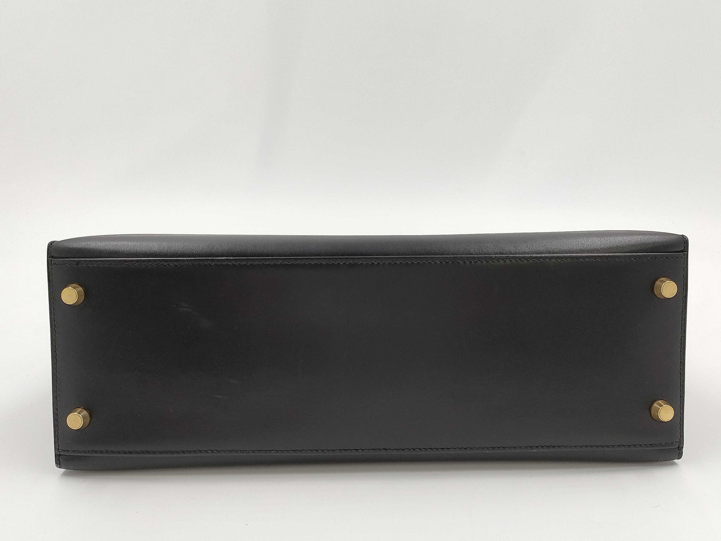 HERMES Kelly 32 Box Calf Leather Black GD Hardware 〇A Stamp Handbag