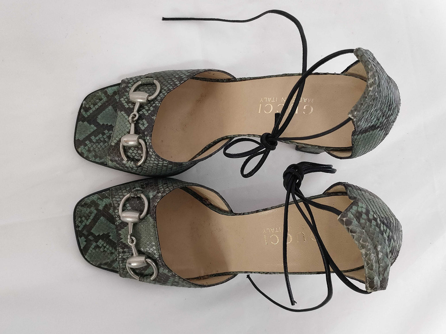 GUCCI Python print heeled sandals