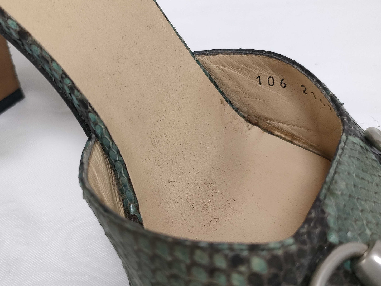 GUCCI Python print heeled sandals