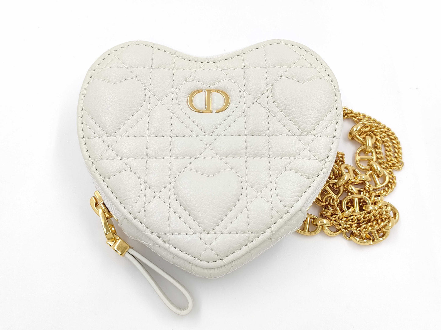 Dior Chain Shoulder Heart Leather White Shoulder Bag
