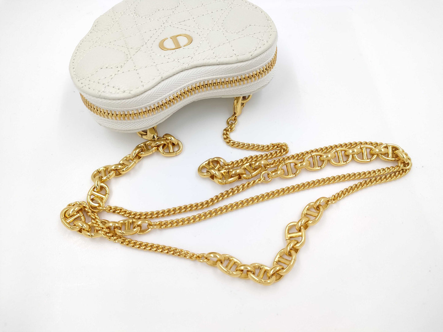 Dior Chain Shoulder Heart Leather White Shoulder Bag