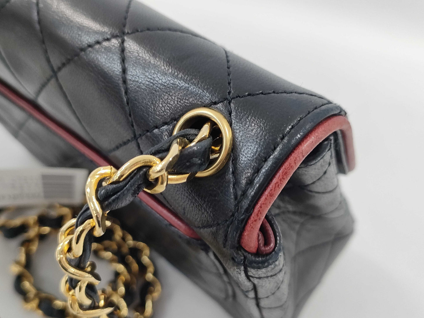 CHANEL Lambskin Matelasse Single Flap Two-Tone Shoulder Bag with No Seal