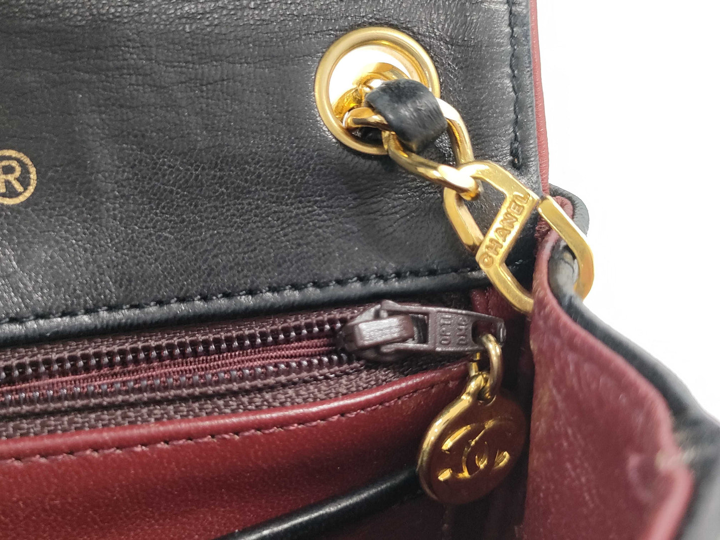 CHANEL Lambskin Matelasse Single Flap Two-Tone Shoulder Bag with No Seal