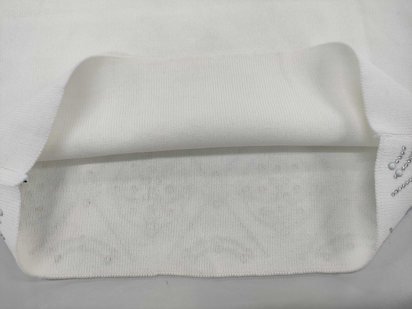 CHANEL Knit Sweater Coco Chanel Short Sleeve White Top