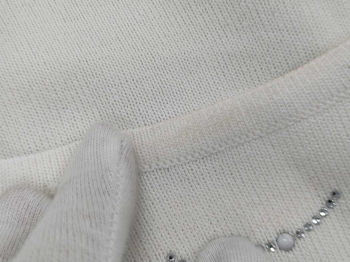 CHANEL Knit Sweater Coco Chanel Short Sleeve White Top