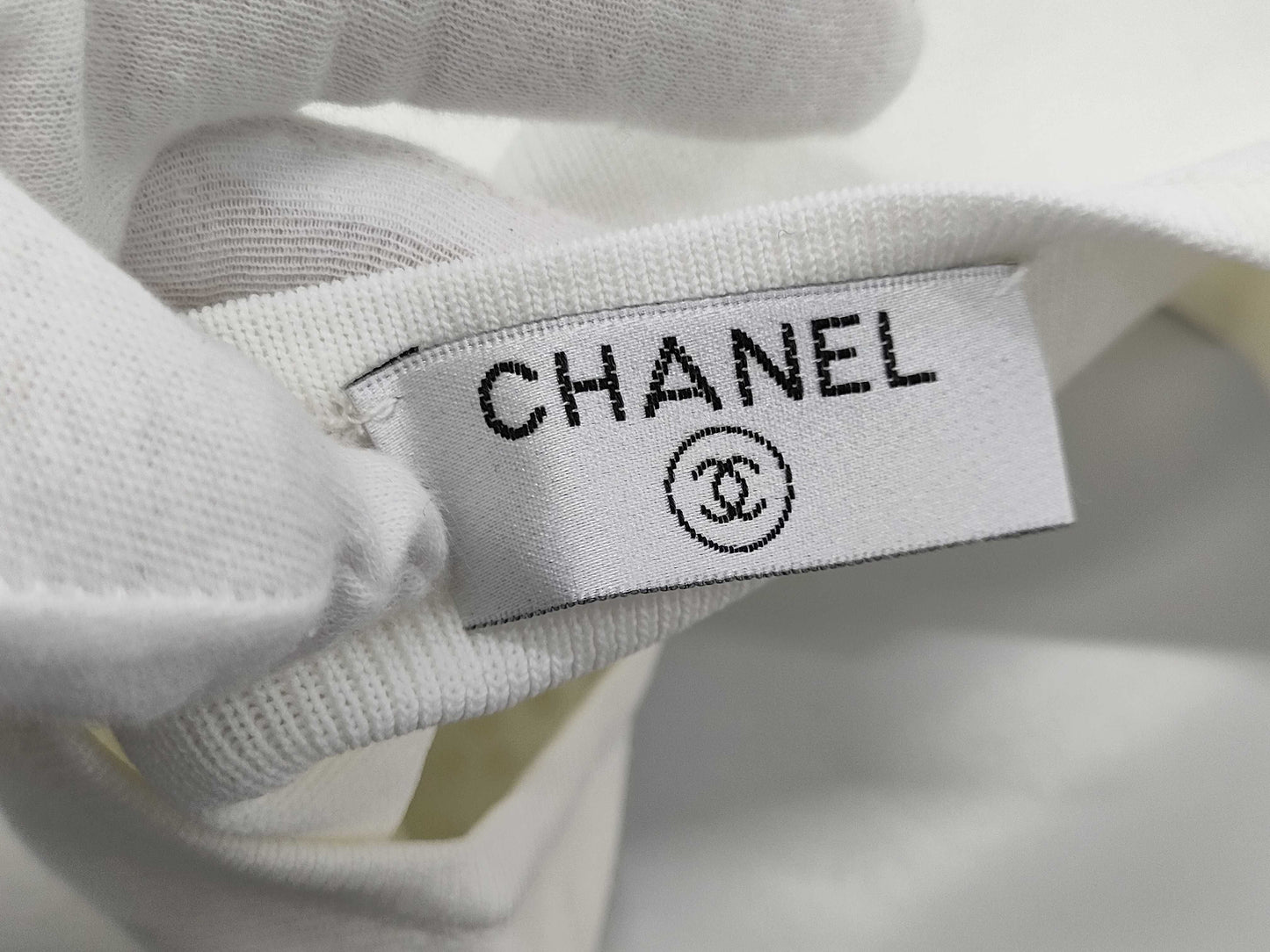 CHANEL Knit Sweater Coco Chanel Short Sleeve White Top