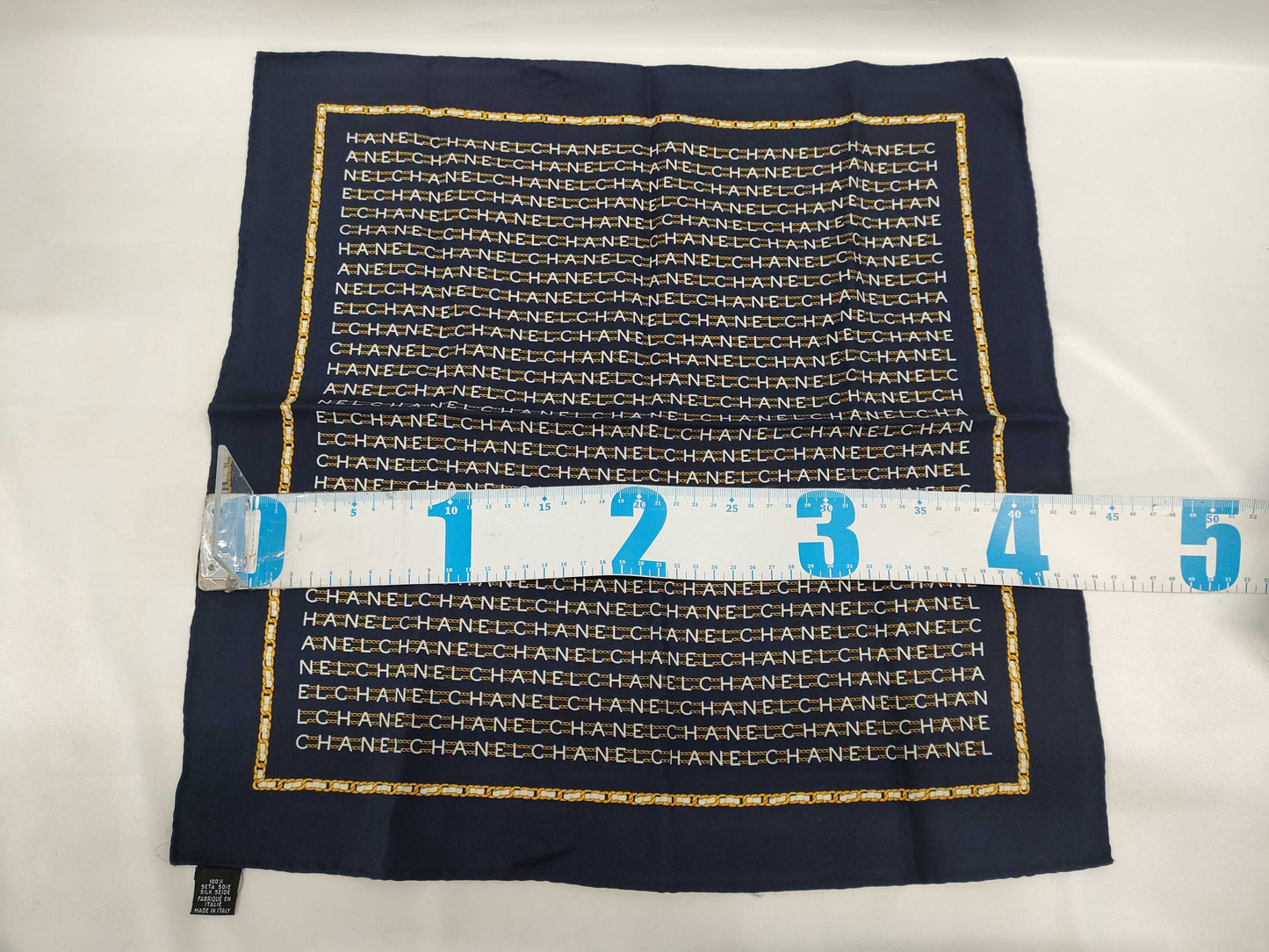 CHANEL Silk Handkerchief Logo Scarf