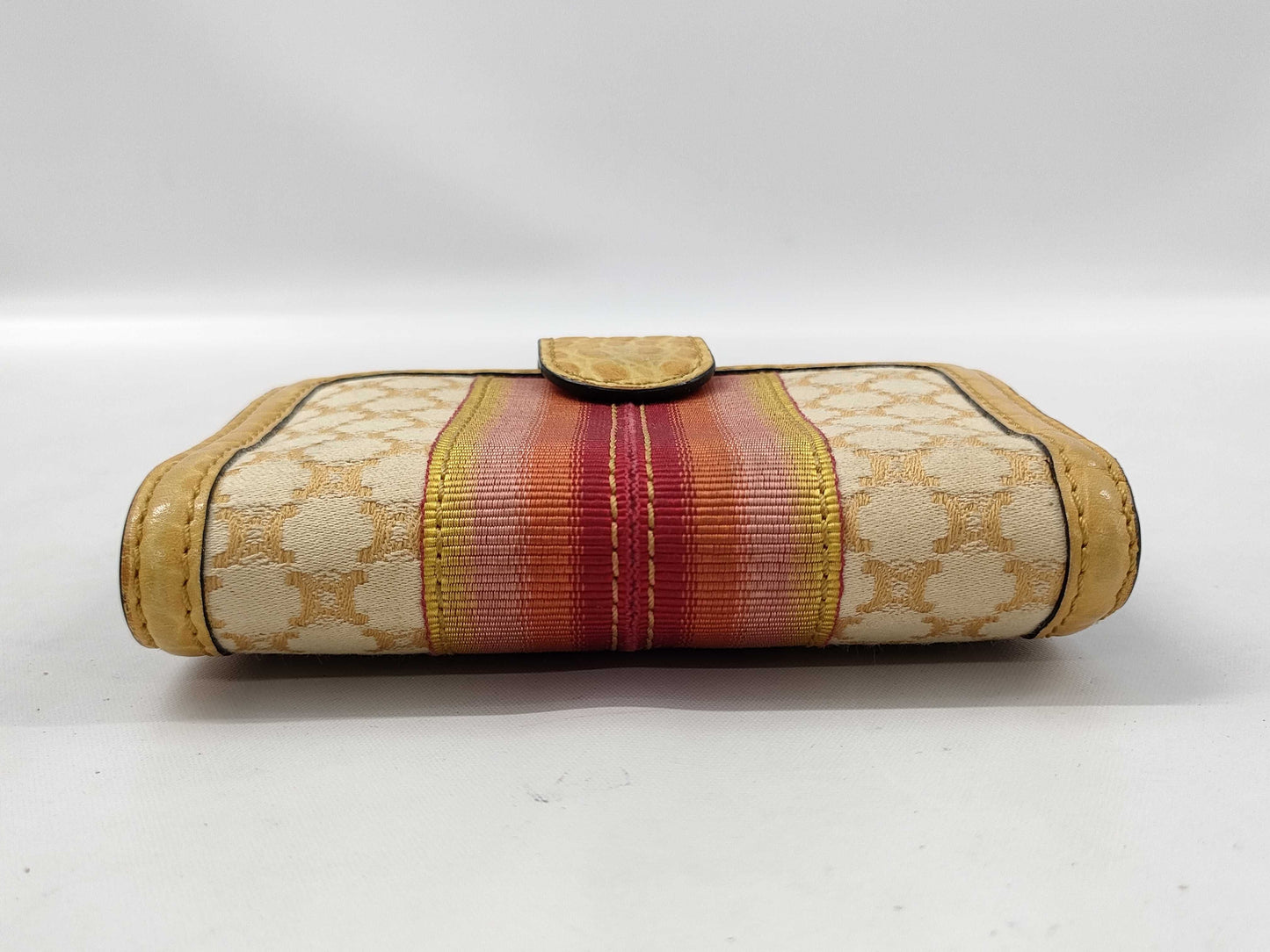 CELINE Macadam Canvas x Crocodile Embossed Bifold Wallet Yellow Wallet