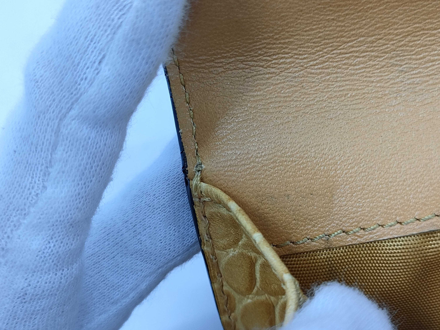 CELINE Macadam Canvas x Crocodile Embossed Bifold Wallet Yellow Wallet