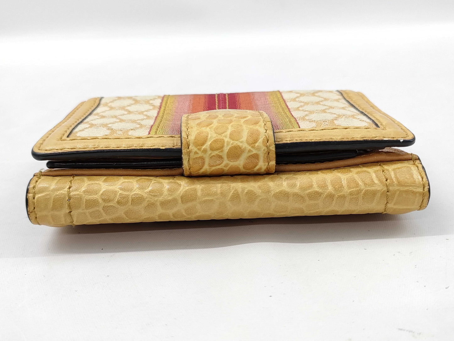 CELINE Macadam Canvas x Crocodile Embossed Bifold Wallet Yellow Wallet