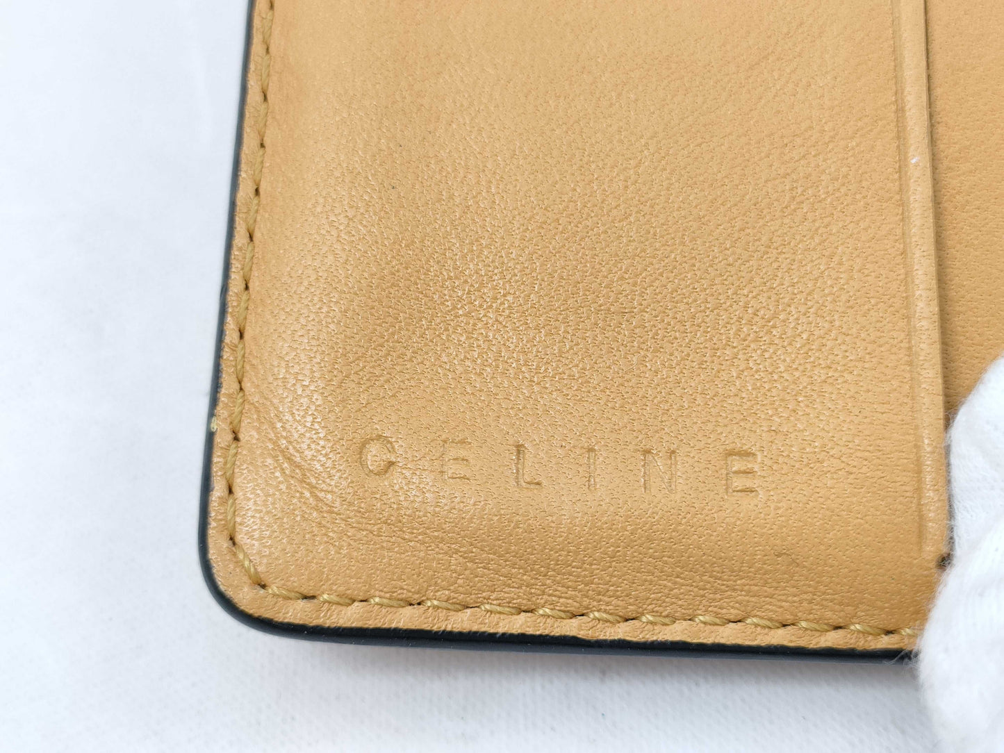 CELINE Macadam Canvas x Crocodile Embossed Bifold Wallet Yellow Wallet