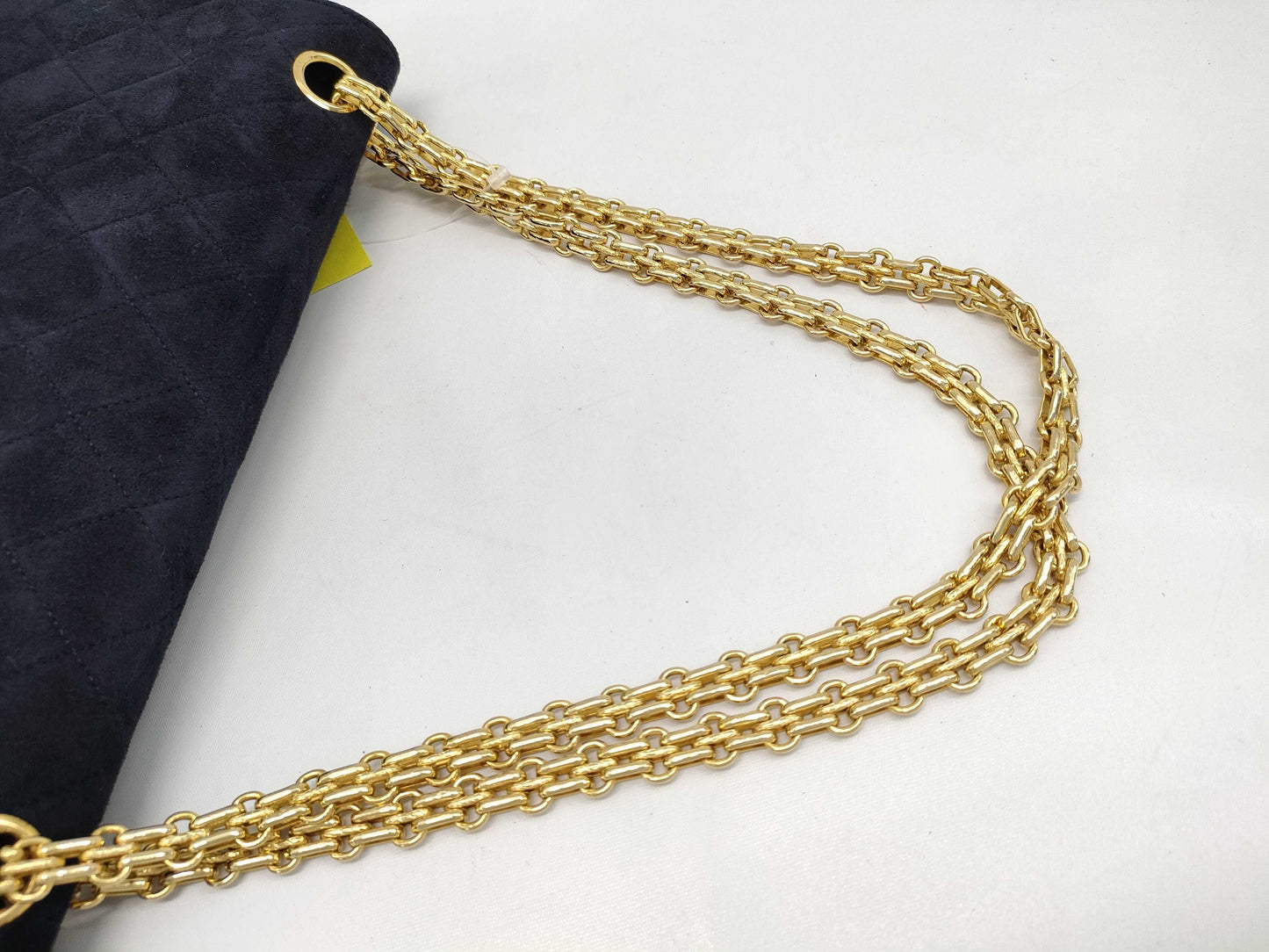 CHANEL Matelasse 28 Double Flap Double Chain Gold Hardware Black/Suede Shoulder Bag