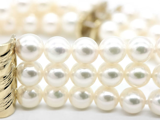 Akoya Pearl Diameter Approx. 5.5mm-6.0mm Triple K18 33.2g Bracelet Bangle
