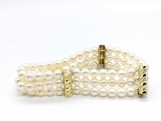 Akoya Pearl Diameter Approx. 5.5mm-6.0mm Triple K18 33.2g Bracelet Bangle
