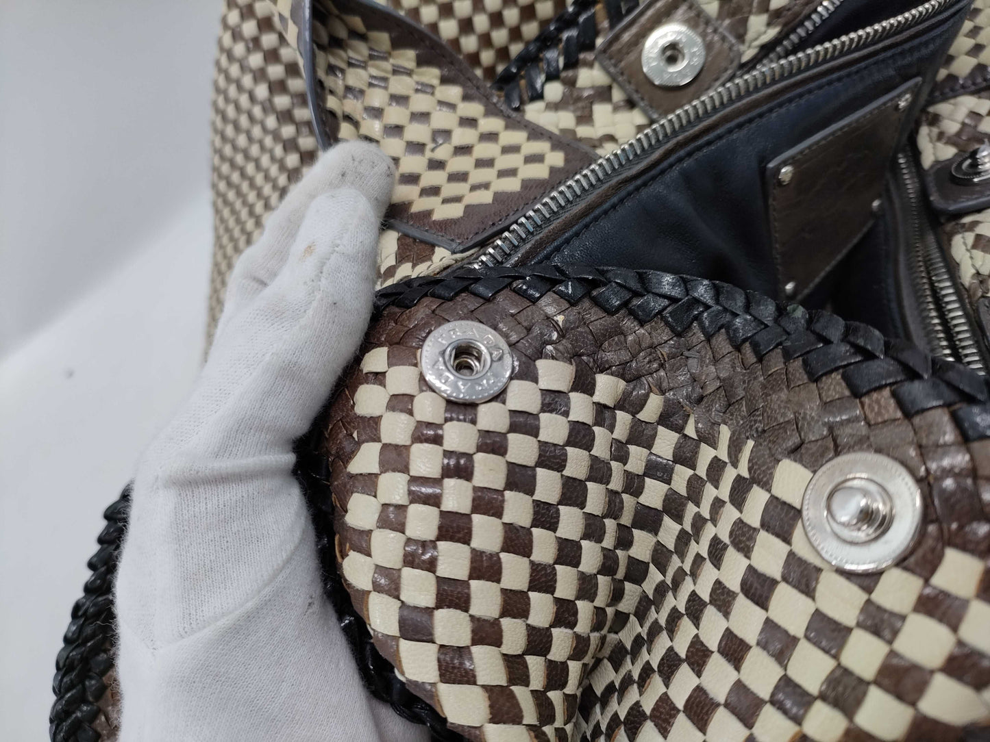 PRADA Madras Handle Bag Tote Bag without Shoulder Strap