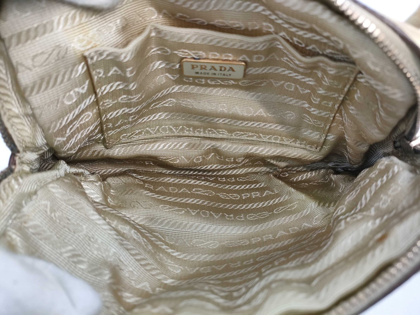 PRADA Nylon Mini Hand Triangle Logo Pouch Handbag