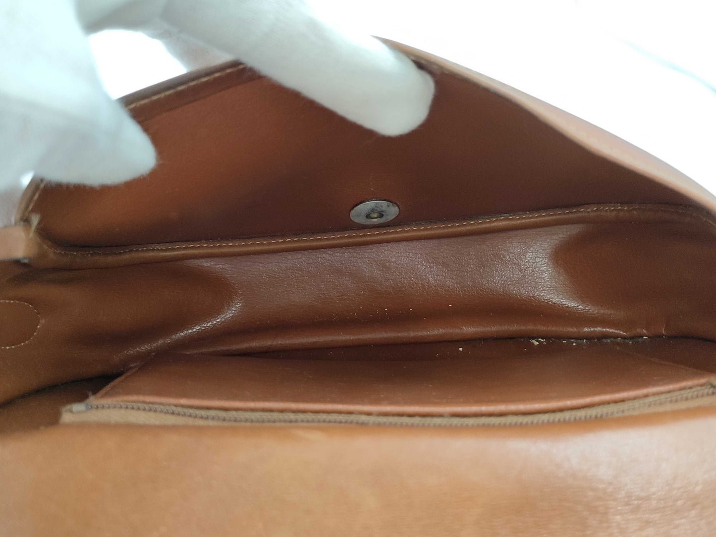 Dior Old Dior Leather Shoulder Bag, Brown Leather, Flap Stuck, Difficult to Open/Close