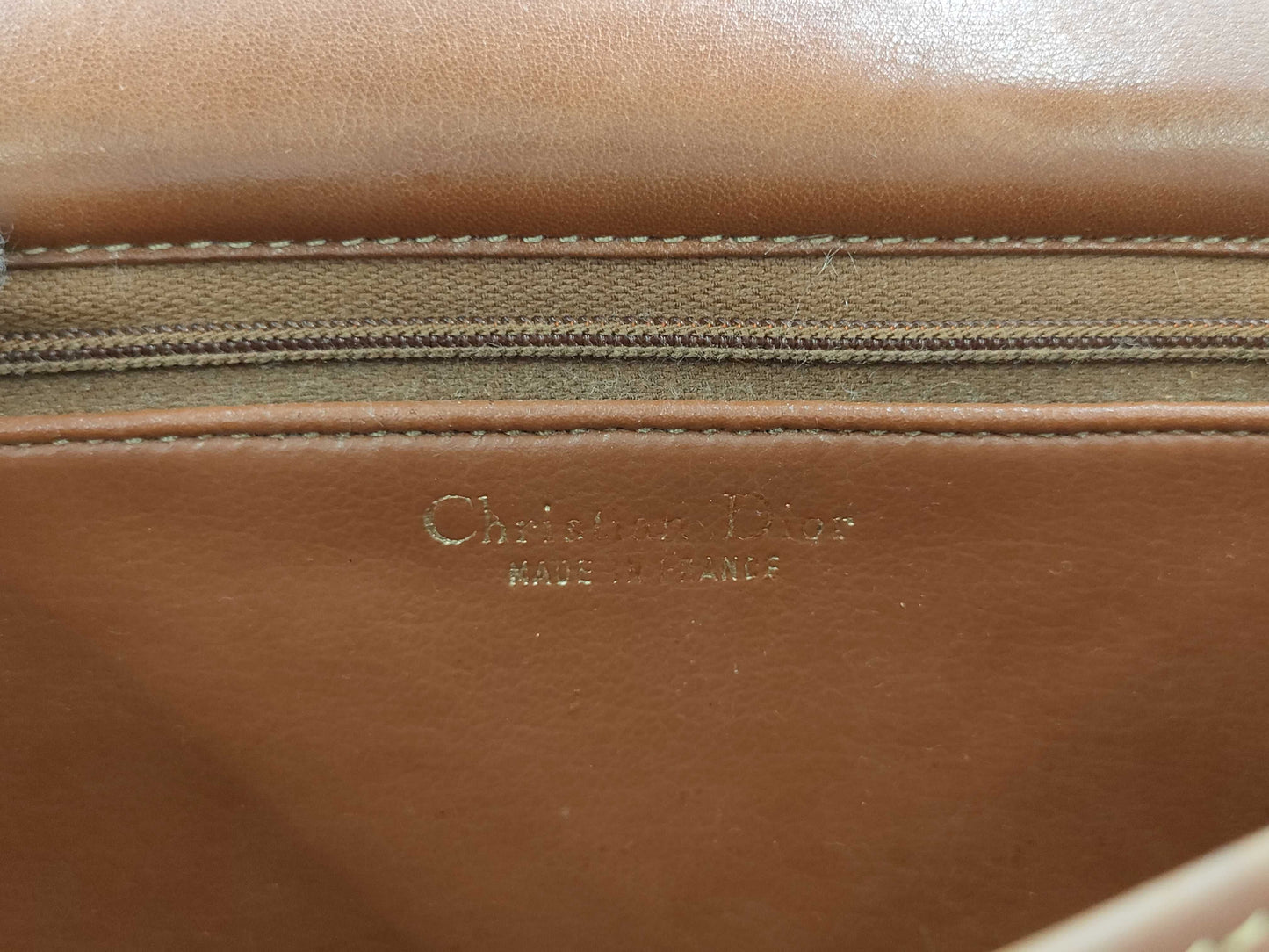 Dior Old Dior Leather Shoulder Bag, Brown Leather, Flap Stuck, Difficult to Open/Close
