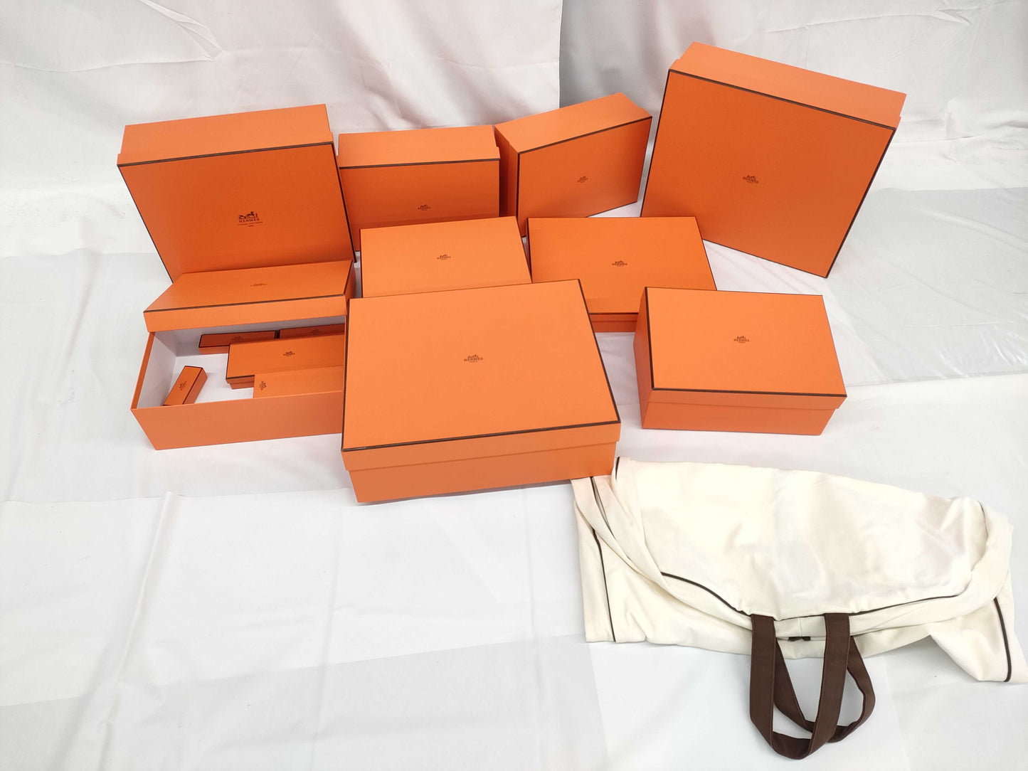 HERMES 14-Piece Empty Box Set / Includes 110cm Garment Case. Brand Empty Box Set. Brand Empty Box Set.