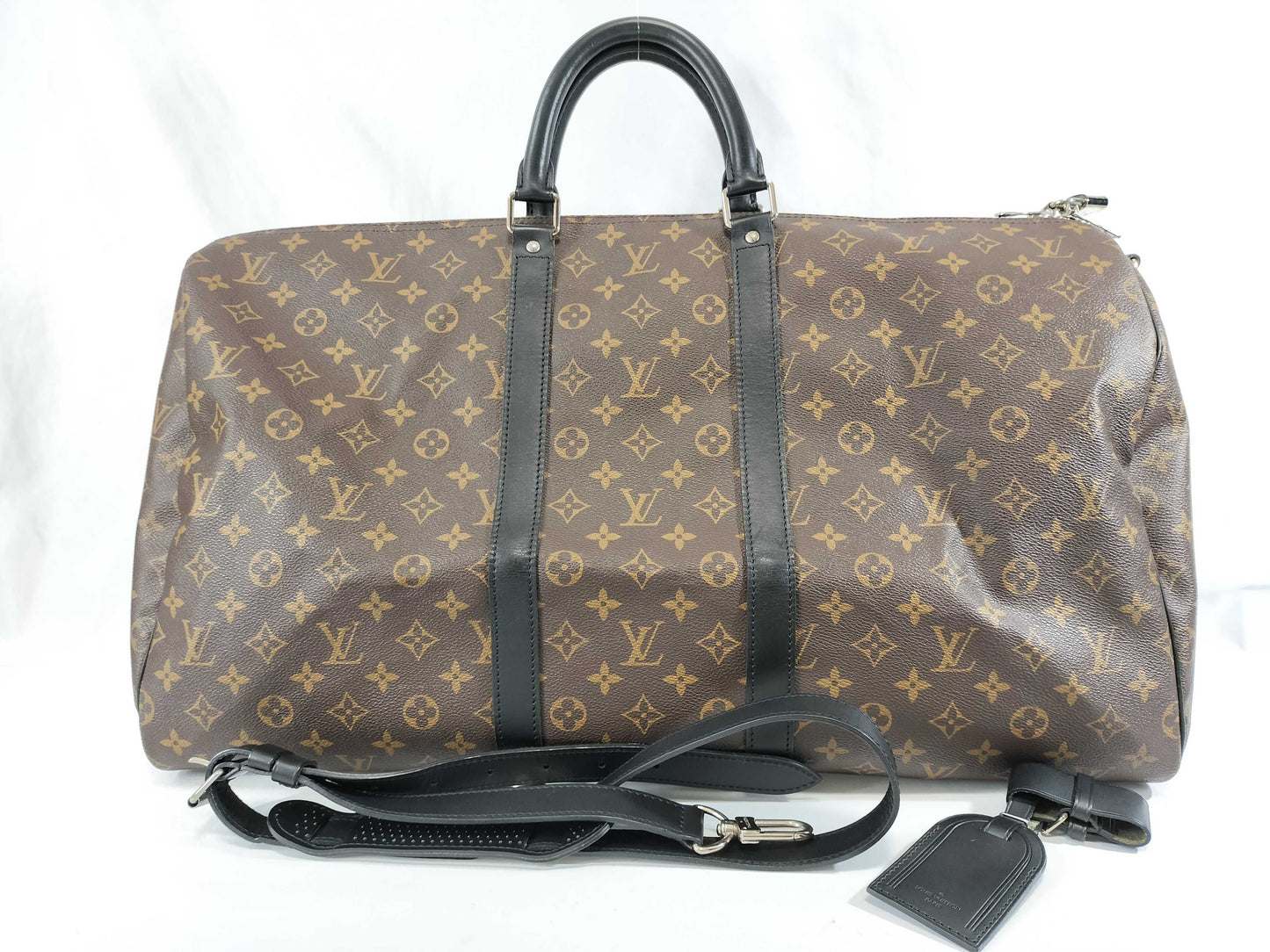 LOUIS VUITTON Monogram Macassar Keepall 55 Bandoli Boston Bag